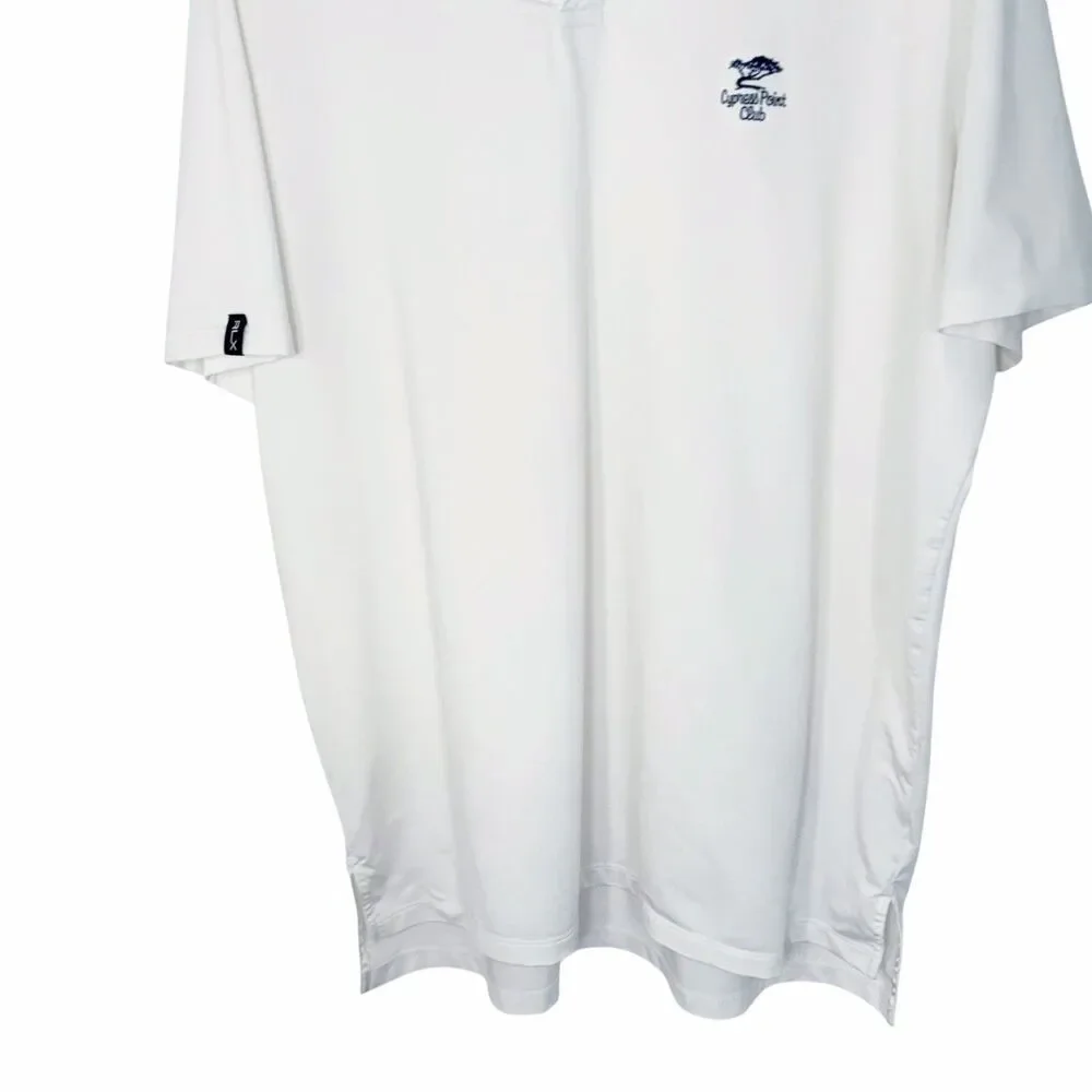 RLX Ralph Lauren Polo Shirt Mens XL White Cypress Point Gof Club Pebble Beach CA